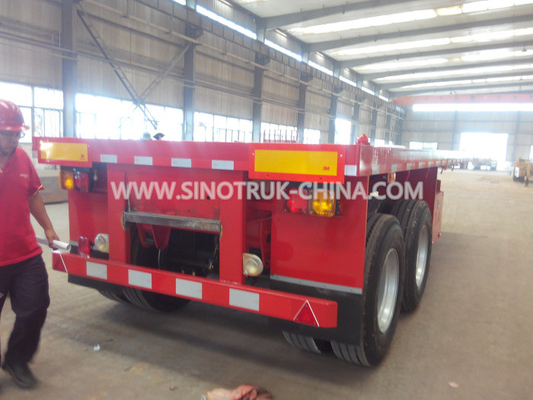 40 Feet Kontainer Membawa Flat Bed Tugas Berat Trailer Semi 3 As 30-60 Ton 13m