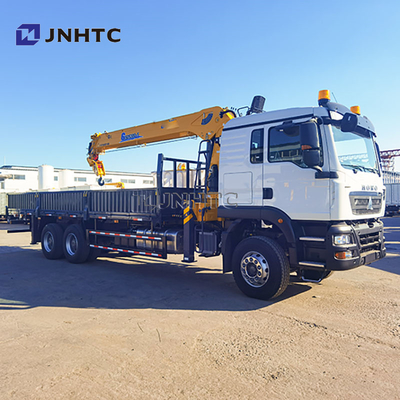 HOWO TX380 6x4 12T baru Flatbed Dropside Kapasitas Kargo Transporting Truck Straight Arm Boom Crane Truk untuk dijual