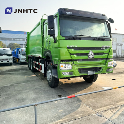 HOWO 6x4 Truk Sampah Compactor Euro 2 Penghapusan Sampah Truk Belakang Truk Diesel Hijau Model Baru