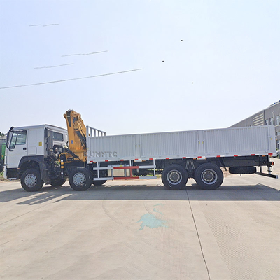 Sinotruk baru Howo pagar truk kargo 10 ton lipat crane 12 roda 400hp Dijual