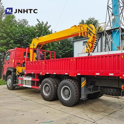 HOWO Truk Crane 6X4 10 Roda 340hp 10 Ton Truk Kargo Dengan Crane
