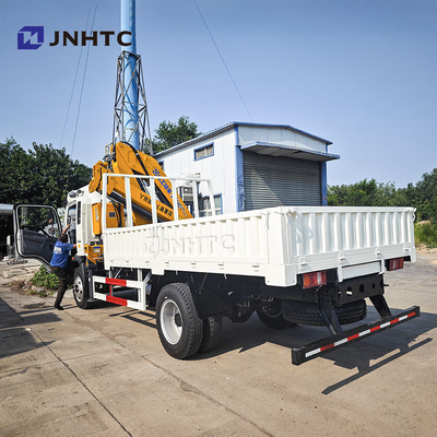 HOWO Kargo Pengangkut Truk Crane 290HP Tali Pinggang Tangga 5 Ton Railboard Flat Plate Kargo Truk