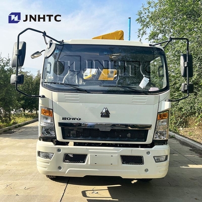 HOWO Kargo Kargo Truk Truk Crane dipasang 290HP 5Ton Railboard Flat Plate Kargo Truk