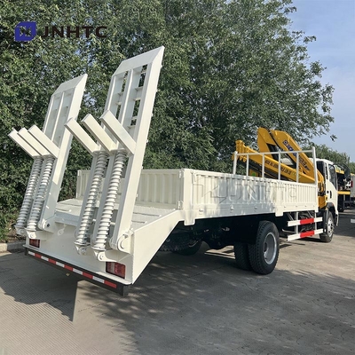 HOWO Kargo Kargo Truk Truk Crane dipasang 290HP 5Ton Railboard Flat Plate Kargo Truk