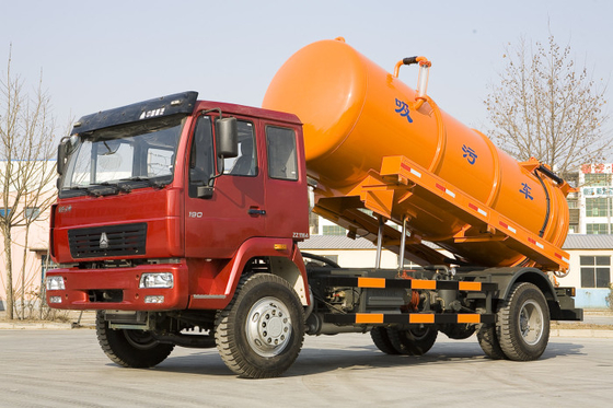 Sinotruk Howo7 16CBM Pompa Vakum Septic Tank Cleaning Truck Mengumpulkan Limbah Lumpur