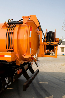 6 Roda Sinotruk Sewage Suction Truck 266 Hp Satu Tempat Tidur Dengan 10 CBM Orange Tank