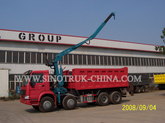 LHD 371HP 8 × 4 Tipper Truck Mounted Crane XCMG12 Ton untuk Kecelakaan Lalu Lintas
