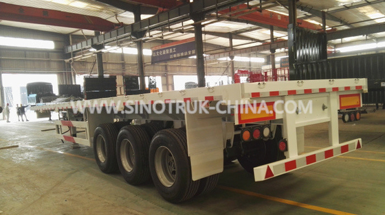 40 Feet Kontainer Membawa Flat Bed Tugas Berat Trailer Semi 3 As 30-60 Ton 13m