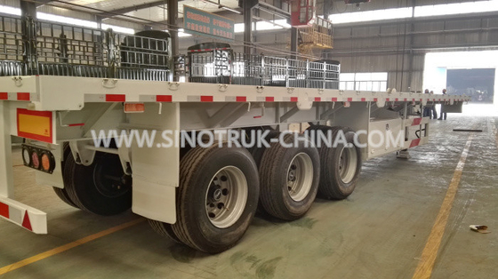 40 Feet Kontainer Membawa Flat Bed Tugas Berat Trailer Semi 3 As 30-60 Ton 13m