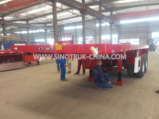 40 Feet Kontainer Membawa Flat Bed Tugas Berat Trailer Semi 3 As 30-60 Ton 13m