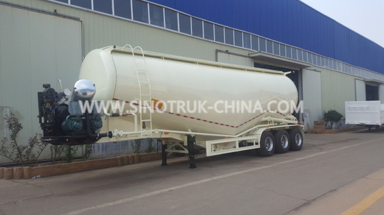30TONS 3 As Trailer Massal Bubuk Tanker Trailer WEICHAI mesin kompresor udara BOHAI