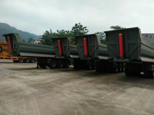 70T High Speed ​​Tipper Truk Semi Trailer Untuk Penambangan Dan Konstruksi 25-45 CBM