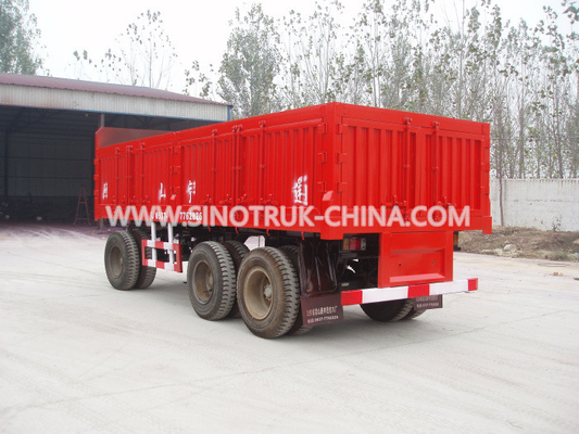 Red Heavy Duty Semi Trailer / 25 Ton Van 3 Trailer Gandar Dengan 12.00R20 Segitiga Ban
