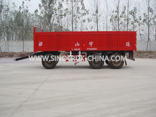 Red Heavy Duty Semi Trailer / 25 Ton Van 3 Trailer Gandar Dengan 12.00R20 Segitiga Ban