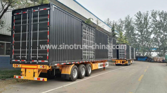 Keselamatan Tugas Berat Semi Trailer / Van Semi Trailer Dengan Landing Gear Jenis Teleskopik