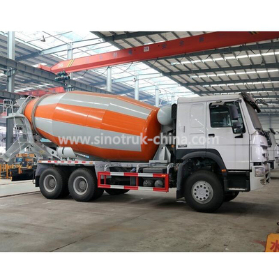 336hp Mesin 6 × 4 Howo Concrete Mixer Truck Steel Structure Dengan 10cbm Tanker