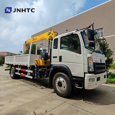 HOWO Truk Crane Dengan 4X2 6 Roda Crane 5 Ton Truk Kargo Dengan 12 Ton Folding Arm Crane