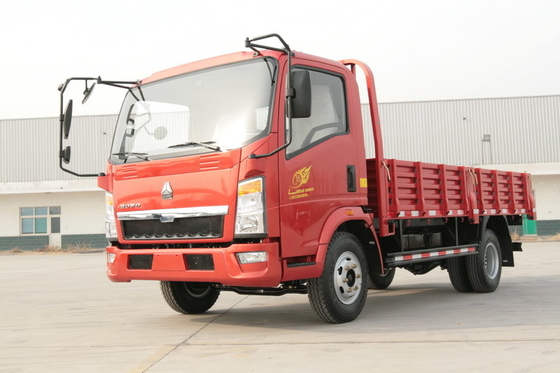 10 Ton 4x2 Sinotruk Howo7 Truk Kargo Berat Warna Merah 6 Ban Dengan Air Conditioner