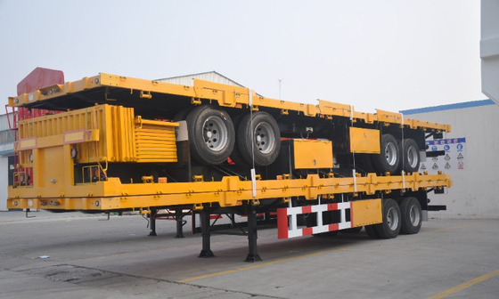 Single Speed ​​Support Leg Trailer Semi Low Bed 2 As Peralatan Untuk 28 Ton