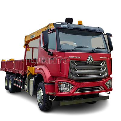Knuckle Boom 8 Ton Hydraulic HOWO NX Cargo Flatbed Truck Crane Mounted Untuk Dijual