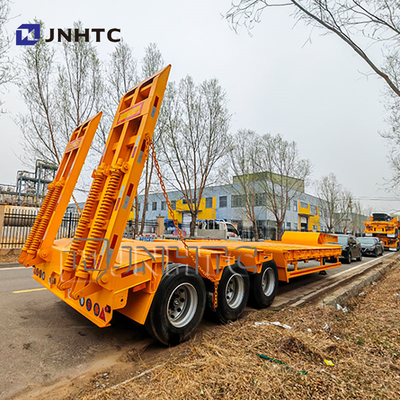 Heavy Duty 60 80 Ton Lowbed Truck Semi Trailer Dengan Sistem Suspensi Spring Daun Dan Fungsi Air