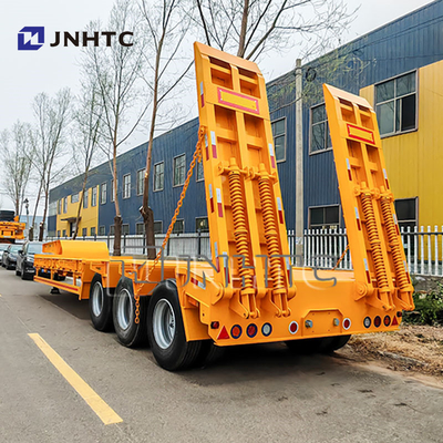 Heavy Duty 60 80 Ton Lowbed Truck Semi Trailer Dengan Sistem Suspensi Spring Daun Dan Fungsi Air
