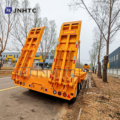 Heavy Duty 60 80 Ton Lowbed Truck Semi Trailer Dengan Sistem Suspensi Spring Daun Dan Fungsi Air