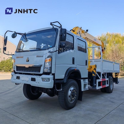 Howo Mini 4*4 6 Wheeler Double Row Cab Cargo Truck dengan Telescopic Boom Crane Truck