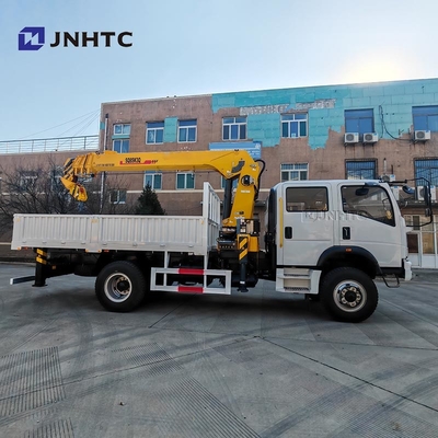 Howo Mini 4*4 6 Wheeler Double Row Cab Cargo Truck dengan Telescopic Boom Crane Truck