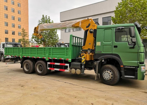 12T 6x4 Chassis Truck Mounted Boom Crane Dari Sinotruk Howo7 Warna Hijau