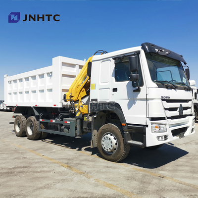 Sinotruk Howo 6x4 371hp Truk Pengeboran dengan Crane 10 Ton Singapura Truk Dipasang Telescopic Boom Crane