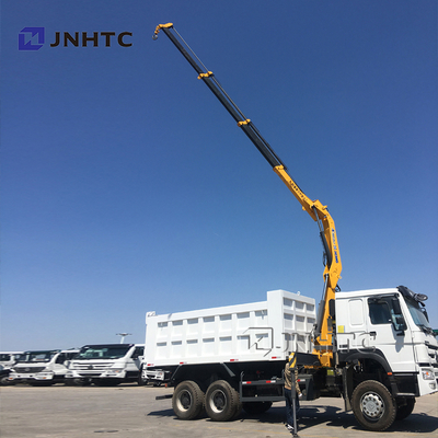 Sinotruk Howo 6x4 371hp Truk Pengeboran dengan Crane 10 Ton Singapura Truk Dipasang Telescopic Boom Crane