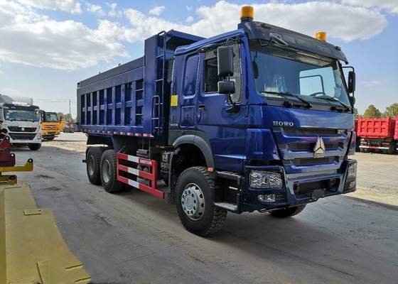 SINOTRUK HOWO Biru 371 Kuda Power Tipper Tugas Berat Dump Truck 28CBM 50 Ton Memuat