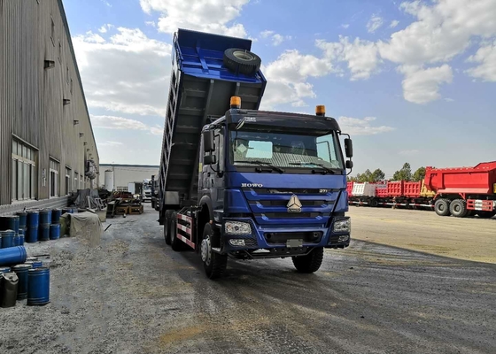 SINOTRUK HOWO Biru 371 Kuda Power Tipper Tugas Berat Dump Truck 28CBM 50 Ton Memuat