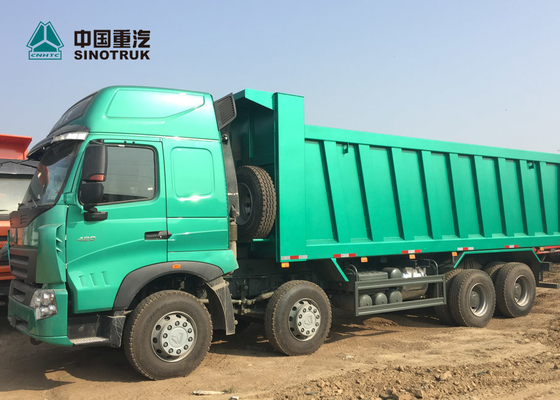Euro 4 420HP Atap Tinggi Cab HOWO A7 Dump Truck Dengan Bunker Ganda Untuk Phillipine
