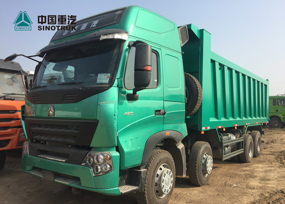 Euro 4 420HP Atap Tinggi Cab HOWO A7 Dump Truck Dengan Bunker Ganda Untuk Phillipine