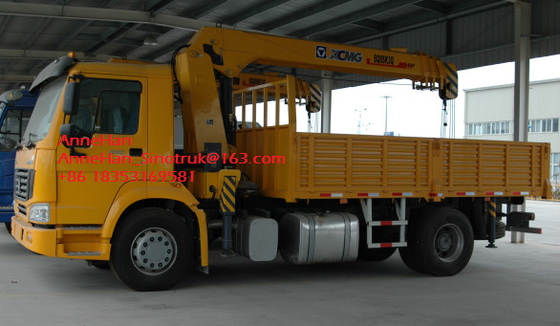 Sinotruk Howo 4x2 Crane Mounted Truck, 5-10 Ton Xcmg Telescopic Boom Crane