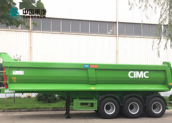 CIMC 3 Axle 40CBM U Bentuk Belakang Dump Trailer / Tip Trailer Umur Panjang