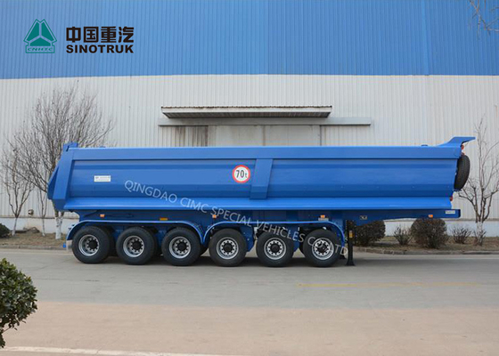 Baja Kekuatan Tinggi CIMC Semi Truk Dan Trailer 6 As 120 Ton Dengan Warna Biru