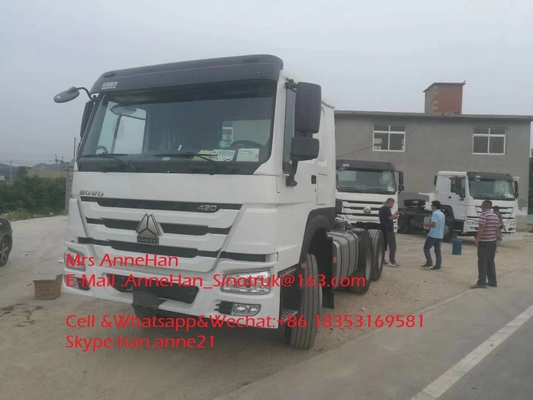 420hp Sinotruk Howo7 Tractor Truck 6x4 10 Roda HW76 Kabin Untuk Tow 50T