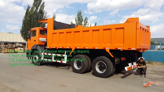Beiben NG80 6x4 380hp Dump Heavy Tipper Truck Warna Oranye Angkat Depan
