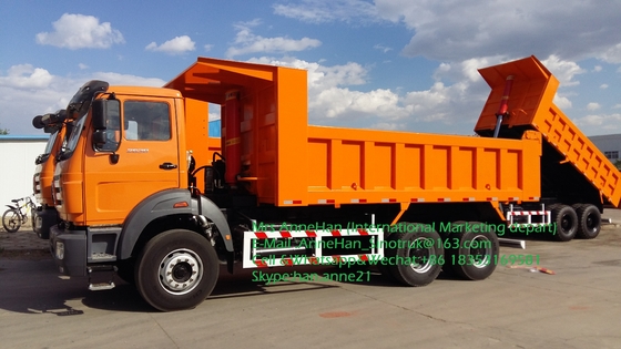 Beiben NG80 6x4 380hp Dump Heavy Tipper Truck Warna Oranye Angkat Depan