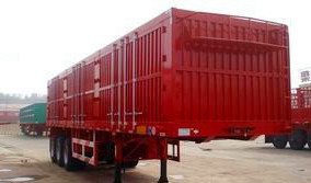 Merah 3 As Tugas berat Trailer Semi Kotak Baja Trailer Van 40 Ton Muatan Maks Tugas Berat Trailer Semi