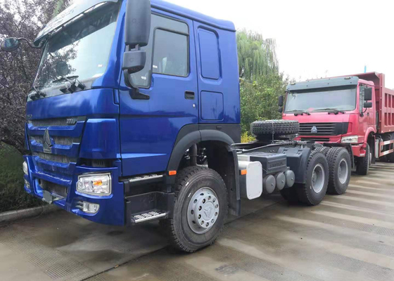Warna Biru 371 HP HOWO Tractor Head Truck Penggerak Semi Truk Untuk Tansport