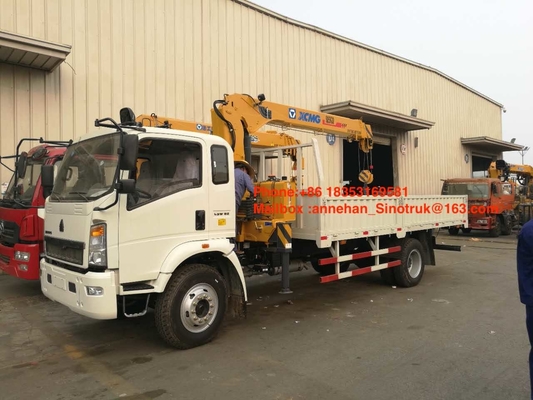 5T Truck Mount Crane Dari Sinotruk Howo Dengan Xcmg Crane 4x2 6 Roda Dengan 10T Cargo Box