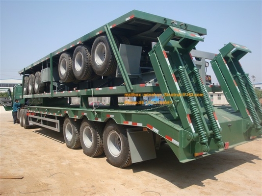 3 As 17m Trailer Hidrolik Flatbed Untuk Memuat Mesin Konstruksi