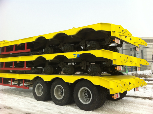 3 As 17m Trailer Hidrolik Flatbed Untuk Memuat Mesin Konstruksi