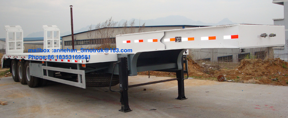 3 As 17m Trailer Hidrolik Flatbed Untuk Memuat Mesin Konstruksi