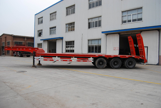 3 As Lowbed Semi Trailer Tugas Berat Dengan 2 Kaki, Trailer Semi Rata