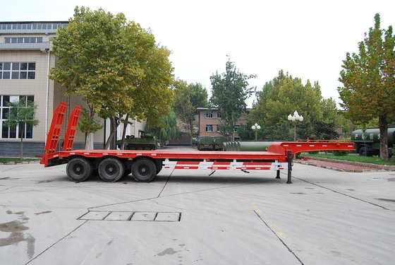 3 As Lowbed Semi Trailer Tugas Berat Dengan 2 Kaki, Trailer Semi Rata